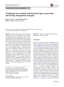Tracking Invasive Animals with Electronic Tags to Assess Risks and Develop Management Strategies