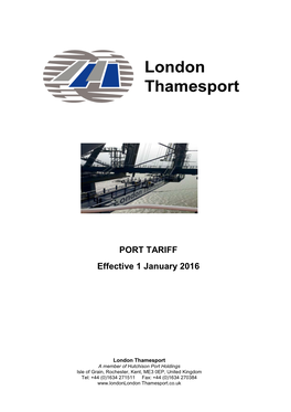 Thamesport Tariff