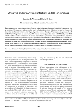 Urinalysis and Urinary Tract Infection: Update for Clinicians