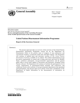 General Assembly Distr.: General 2 August 2006