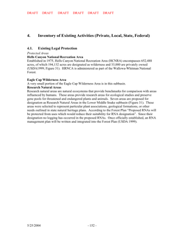 4. Inventory of Existing Activities (Private, Local, State, Federal)