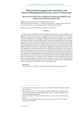 Mixtures Between Glyphosate Formulations and Accase-Inhibiting Herbicides in the Control of Chloris Elata