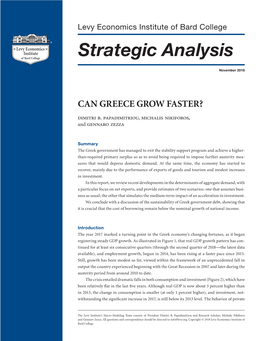 CAN GREECE GROW FASTER? Dimitri B