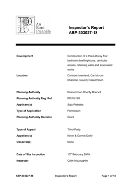 Inspector's Report ABP-303027-18