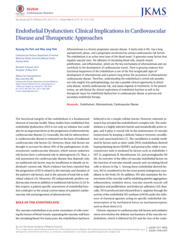 Endothelial Dysfunction: Clinical Implications in Cardiovascular Disease and Therapeutic Approaches