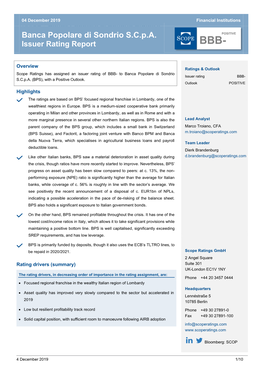 Rating Report, December 2019