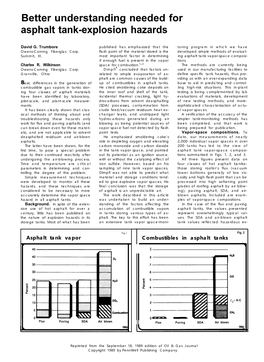 Better Understanding Needed for Asphalt Tank-Explosion Hazards