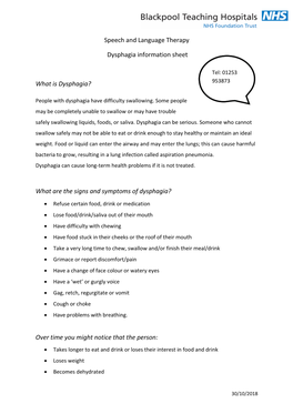 Dysphagia Information Sheet