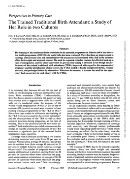 The Trained Traditional Birth Attendant: a Study of Her Role in Two Cultures by L