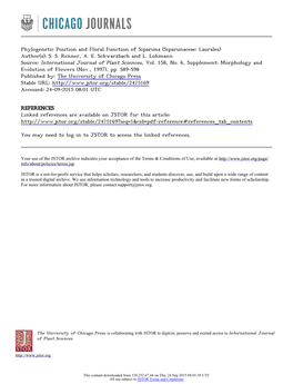 Phylogenetic Position and Floral Function of Siparuna (Siparunaceae: Laurales) Author(S): S