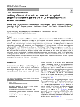 Inhibitory Effects of Midostaurin and Avapritinib on Myeloid Progenitors Derived from Patients with KIT D816V Positive Advanced Systemic Mastocytosis