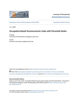 Occupation-Based Socioeconomic Index with Percentile Ranks