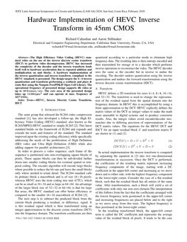 Hardware Implementation of HEVC Inverse Transform in 45Nm CMOS