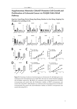 C20orf27 Promotes Cell Growth and Proliferation of Colorectal Cancer Via Tgfβr-TAK1-Nfĸb Pathway