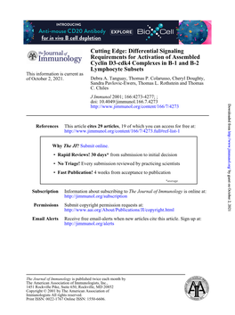 Lymphocyte Subsets Cyclin D3-Cdk4