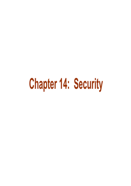 Chapter 14: Security Chapter 14: Security