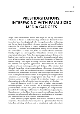 Prestidigitations: Interfacing with Palm-Sized Media Gadgets