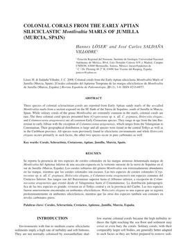 Colonial Corals from the Early Aptian Siliciclastic Montlivaltia Marls of Jumilla (Murcia, Spain)