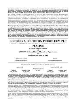 Borders & Southern Petroleum