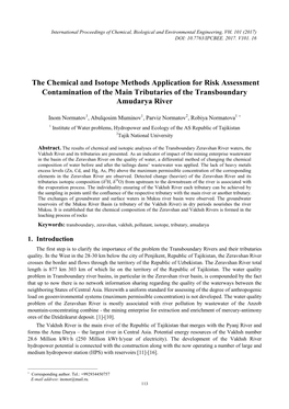 The Chemical and Isotope Methods Application for Risk Assessment Contamination of the Main Tributaries of the Transboundary Amudarya River