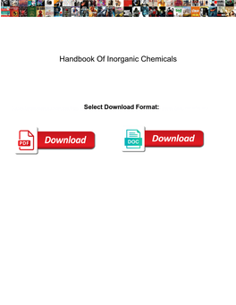 Handbook of Inorganic Chemicals