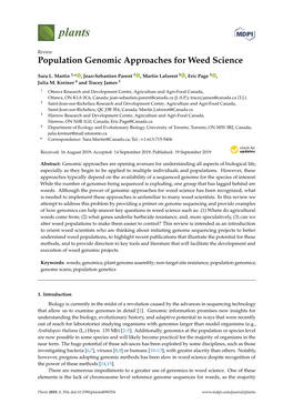 Population Genomic Approaches for Weed Science