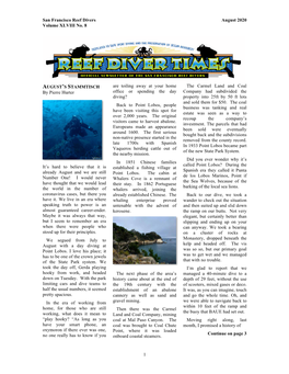 San Francisco Reef Divers August 2020 Volume XLVIII No. 8 1