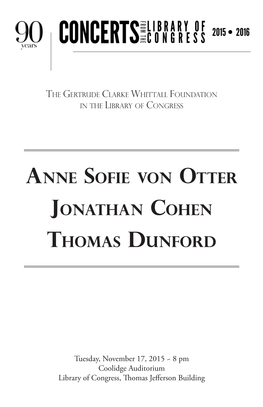 Anne Sofie Von Otter Jonathan Cohen Thomas Dunford