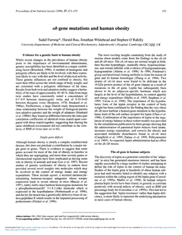 Ob Gene Mutations and Human Obesity