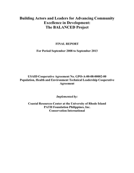 The BALANCED Project Final Report, September 2008