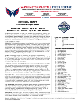 2019 NHL DRAFT Vancouver • Rogers Arena