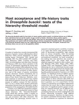 In Drosophila Busckii: Tests of the Hierarchy-Threshold Model