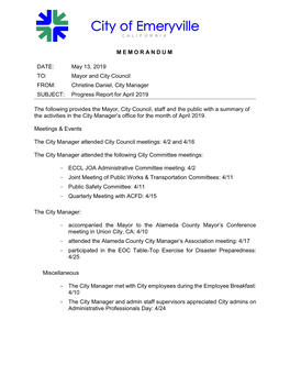 Art Center. in April, Economic Development and Housing Staff Continued to Hold Periodic Meetings with Orton Development, Inc