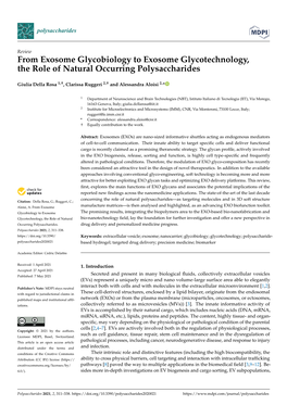 From Exosome Glycobiology to Exosome Glycotechnology, the Role of Natural Occurring Polysaccharides