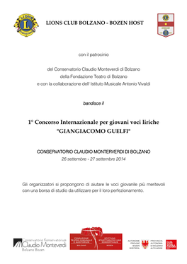 1° Concorso Internazionale Per Giovani Voci Liriche 