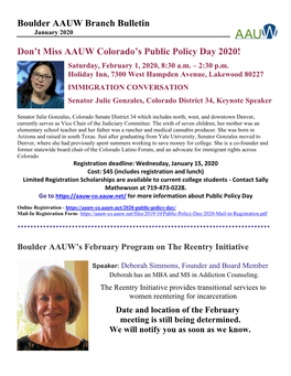 Boulder Branch Bulletin January 2020