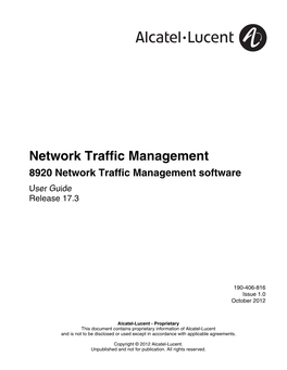 8920 Network Traffic Management Software User Guide Release 17.3