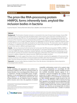 The Prion-Like RNA-Processing Protein HNRPDL Forms Inherently Toxic