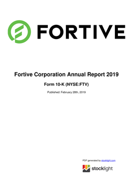 Fortive Corporation Annual Report 2019