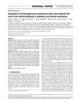 Integration of Heterogeneous Expression Data Sets Extends the Role of the Retinol Pathway in Diabetes and Insulin Resistance Peter J