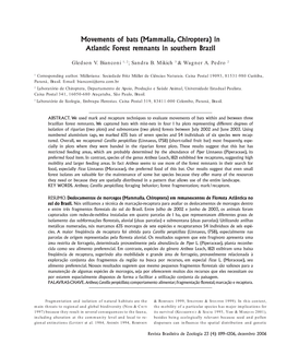 Movements of Bats (Mammalia, Chiroptera) in Atlantic Forest Remnants in Southern Brazil