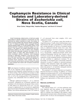 Escherichia Coli, Nova Scotia, Canada Brian Clarke,* Margot Hiltz,* Heather Musgrave,* and Kevin R