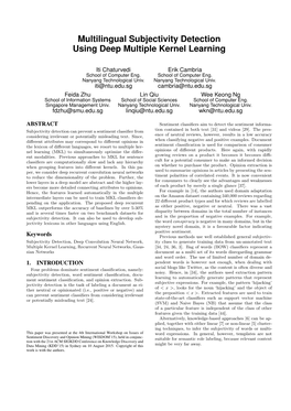 Multilingual Subjectivity Detection Using Deep Multiple Kernel Learning