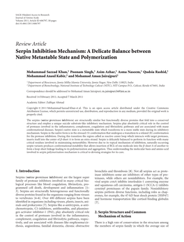 Serpin Inhibition Mechanism: a Delicate Balance Between Native Metastable State and Polymerization