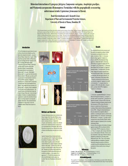 Behavioral Interactions of Leptogenys Falcigera, Camponotus Variegatus