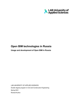 Open BIM Technologies in Russia Usage and Development of Open BIM in Russia