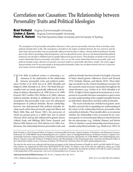 Correlation Not Causation: the Relationship Between Personality Traits and Political Ideologies