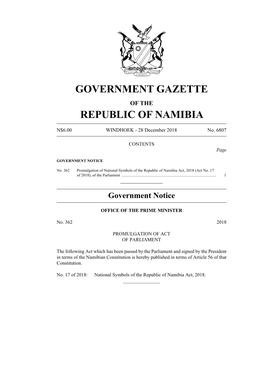 Government Gazette Republic of Namibia