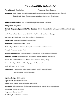 It's a Small World Cast List