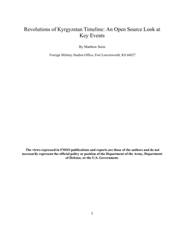 Revolutions of Kyrgyzstan Timeline: an Open Source Look at Key Events